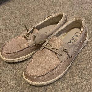 Hey Dudes Size 8 shimmer rose gold